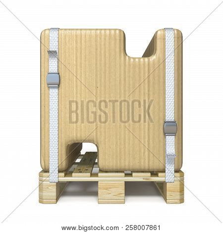Cardboard Box Font Letter N On Wooden Pallet 3d Render Illustration Isolated On White Background