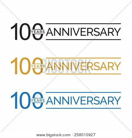Simple 100th Anniversary Years Logo Vector. Blue Black Gold Color