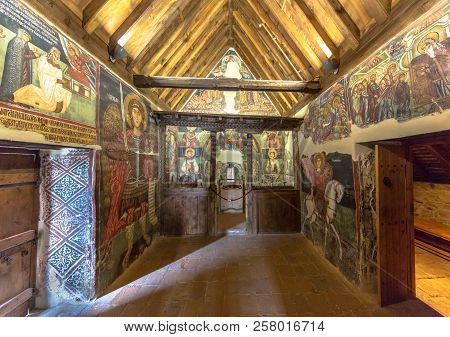 Cyprus, Troodos Mountains - May 2 2016:  Interior Of Church Of Archangelos Michail Or Archangel Mich