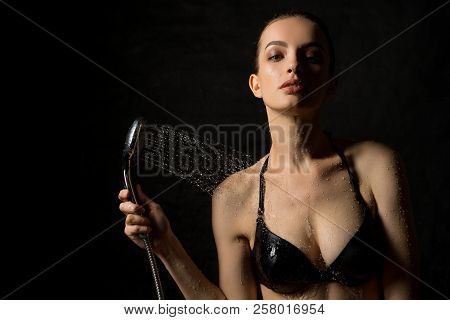 Pretty Brunette In Bicini View In Shower