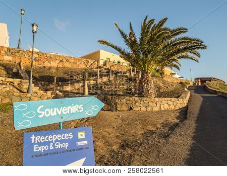 AJUY, FUERTEVENTURA - 19 FEBRUARY 2018: Souvenir signs in Ajuy in Fuerteventura, Canary Islands, Spain.