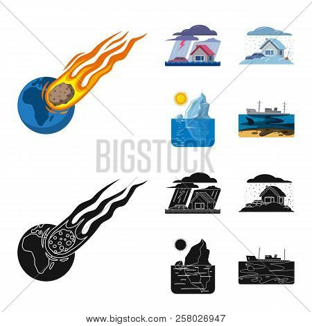Vector Design Of Natural And Disaster Sign. Collection Of Natural And Risk Vector Icon For Stock.