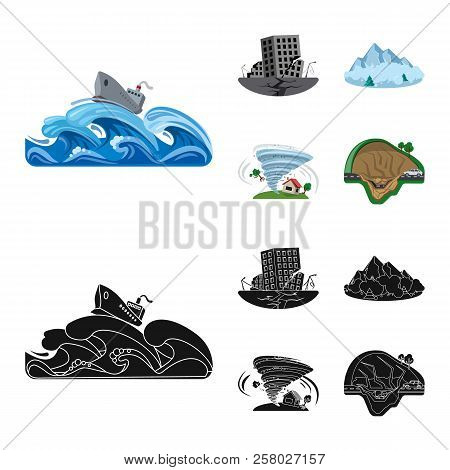 Vector Design Of Natural And Disaster Symbol. Collection Of Natural And Risk Vector Icon For Stock.