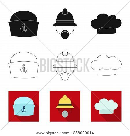 Vector Illustration Of Headgear And Cap Sign. Collection Of Headgear And Accessory Stock Vector Illu