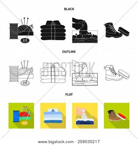 Vector Design Of Laundry And Clean Icon. Set Of Laundry And Clothes Vector Icon For Stock.