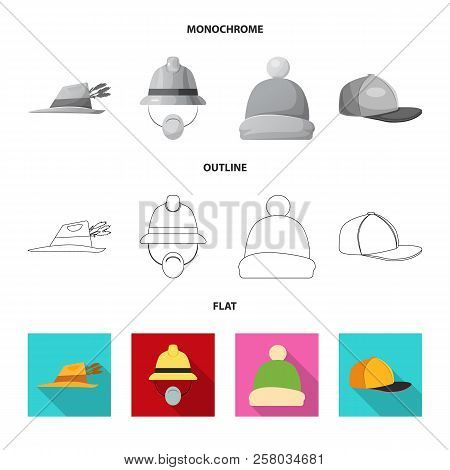 Isolated Object Of Headgear And Cap Symbol. Collection Of Headgear And Accessory Stock Vector Illust