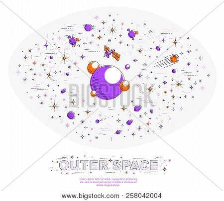 Fantastic Planets In Undiscovered Galaxy With Stars And Other Elements. Explore Universe, Breathtaki