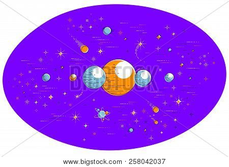 Fantastic Planets In Undiscovered Galaxy With Stars, Comets, Asteroids And Other Elements. Explore U