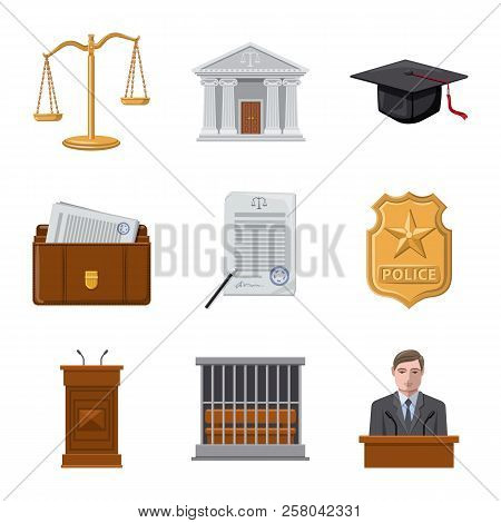 Vector Design Of Law And Lawyer Icon. Set Of Law And Justice Stock Symbol For Web.
