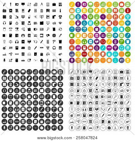 100 Office Supplies Icons Set In 4 Variant For Any Web Design Isolated On White