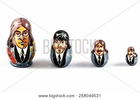 England Liverpool  - August 25, 2016 . Russian Traditional Nested Dolls - Matryoshka. Dolls Have A P