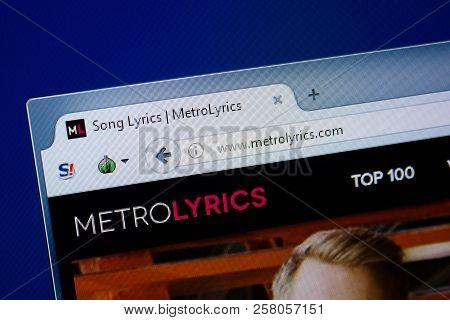 Ryazan, Russia - September 09, 2018: Homepage Of Metro Lyrics Website On The Display Of Pc, Url - Me