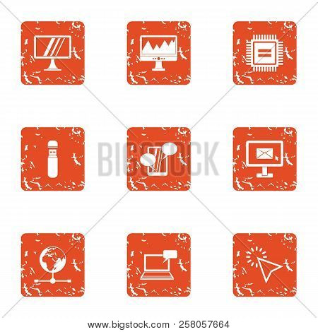 Boost Icons Set. Grunge Set Of 9 Boost Icons For Web Isolated On White Background