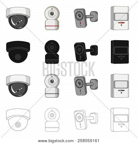 Vector Illustration Of Cctv And Camera Sign. Collection Of Cctv And System Vector Icon For Stock.