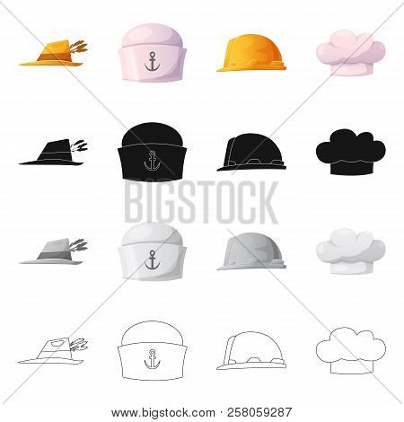 Vector Illustration Of Headgear And Cap Sign. Collection Of Headgear And Accessory Vector Icon For S