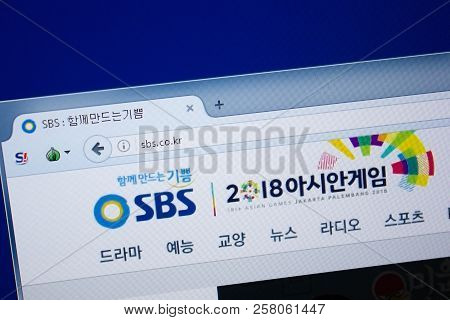 Ryazan, Russia - September 09, 2018: Homepage Of Sbs Website On The Display Of Pc, Url - Sbs.co.kr.