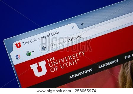 Ryazan, Russia - September 09, 2018: Homepage Of Utah Website On The Display Of Pc, Url - Utah.edu.
