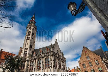 Bruges, Belgium - March, 2018: The Historical Burghers' Lodge Building