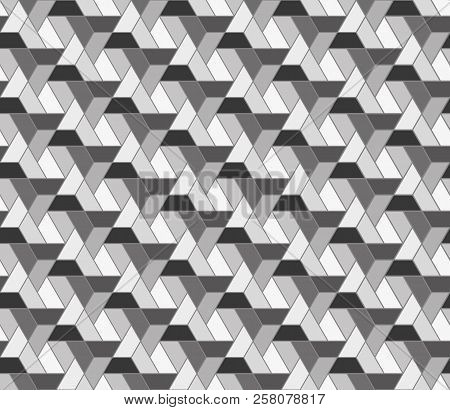 Vector Hexagon Seamless Pattern. Repeating Geometric Triangular Grid. Vector And Illustration