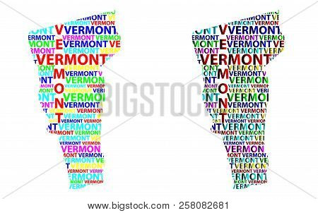 Sketch Vermont (united States Of America) Letter Text Map, Vermont Map - In The Shape Of The Contine