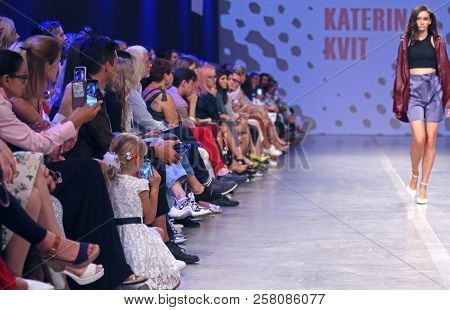 Kyiv, Ukraine - September 3, 2018: People Watch The Fashion Show By Designer Katerina Kvit As Part O