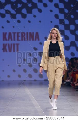 Kyiv, Ukraine - September 3, 2018: Model Presents A Creation By Designer Katerina Kvit During Ukrain