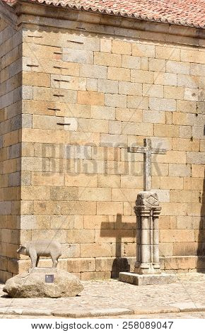 Pig And Cross At Church Square, La Alberca, Salamanca Province, Castilla-leon, Spain