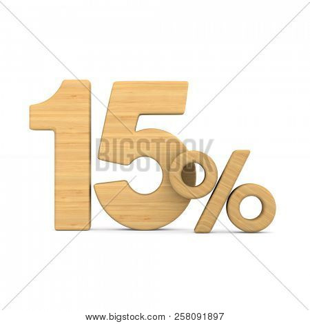 fifteen percent on white background. Isolated 3D illustration
