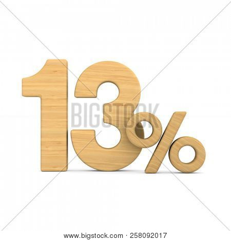 thirteen percent on white background. Isolated 3D illustration