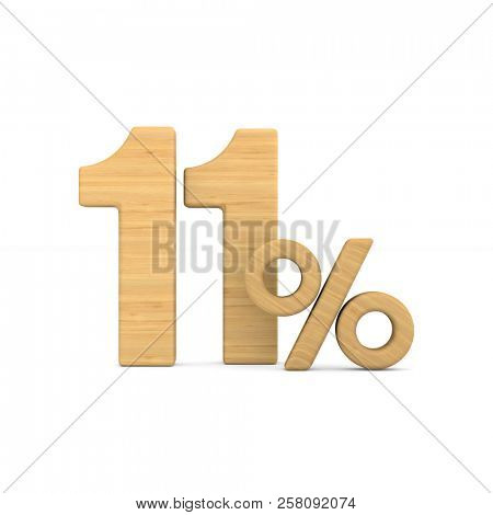 eleven percent on white background. Isolated 3D illustration