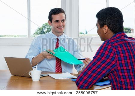 Apprentice Siging Contract After Job Interview At Office
