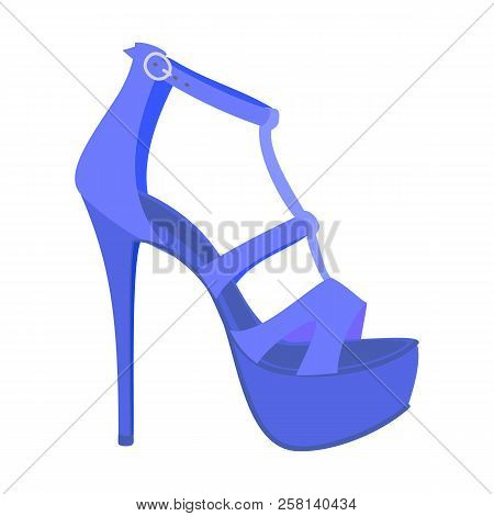 Blue Woman Sandal Icon. Flat Illustration Of Blue Woman Sandal Vector Icon For Web Design
