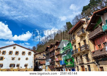 Beautiful Historic Buildings In The Small Town Of Pasai Donibane In The Basque Country In Spain
