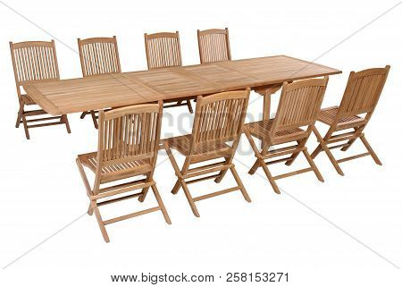 Teak Garden Furniture Isolated In White Background