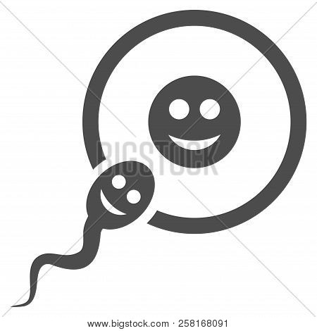 Happy Sperm Insemination Vector Pictograph. Style Is Flat Graphic Gray Symbol.