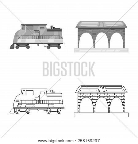 Vector Design Of Train And Station Logo. Collection Of Train And Ticket Stock Symbol For Web.
