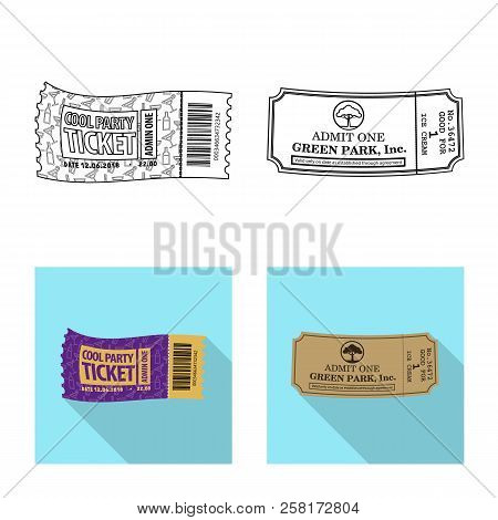 Vector Illustration Of Ticket And Admission Symbol. Set Of Ticket And Event Vector Icon For Stock.
