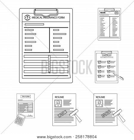 Vector Illustration Of Form And Document Sign. Set Of Form And Mark Stock Vector Illustration.