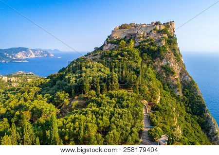 Old Ruins Of Angelokastro Fortress, Corfu Island, Greece