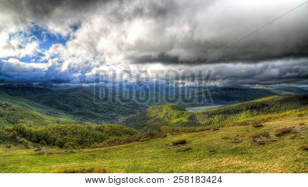 Landscape Of Mavrovo National Park With Mountain And Lake In Fyr Macedonia