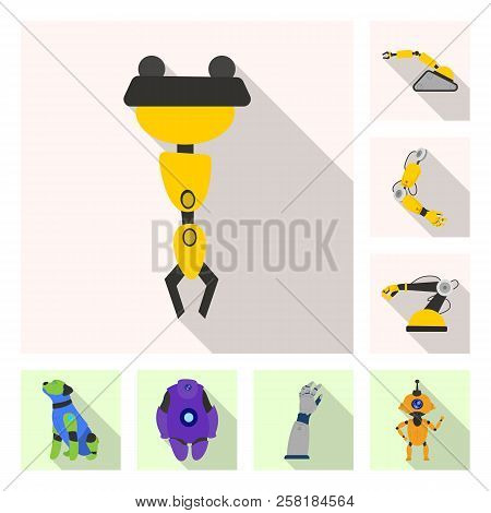 Vector Illustration Of Robot And Factory Sign. Set Of Robot And Space Stock Vector Illustration.