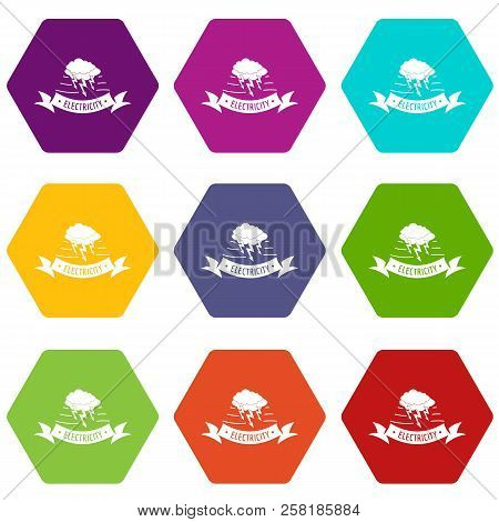 Wind Energy Icons 9 Set Coloful Isolated On White For Web