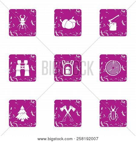 Treated With Poison Icons Set. Grunge Set Of 9 Treated With Poison Vector Icons For Web Isolated On 