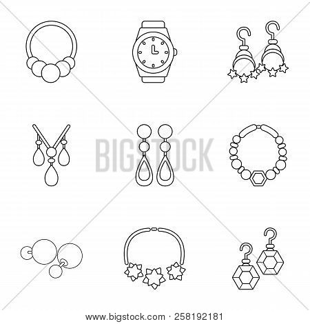 Adamantine Icons Set. Outline Set Of 9 Adamantine Vector Icons For Web Isolated On White Background