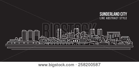 Cityscape Building Line Art Vector Illustration Design - Sunderland City