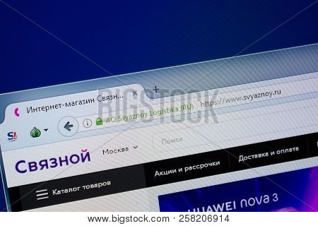 Ryazan, Russia - September 09, 2018: Homepage Of Svyaznoy Website On The Display Of Pc, Url - Svyazn