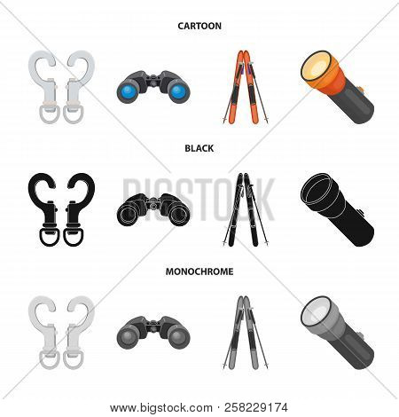 Isolated Object Of Mountaineering And Peak Symbol. Set Of Mountaineering And Camp Stock Vector Illus
