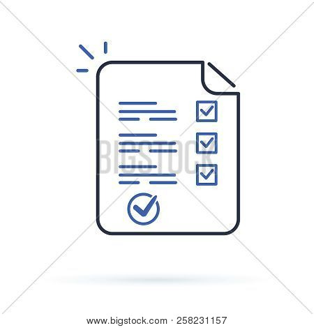 Survey Or Exam Form Long Paper Sheet With Answered Quiz Checklist And Success Result Assessment, Ide