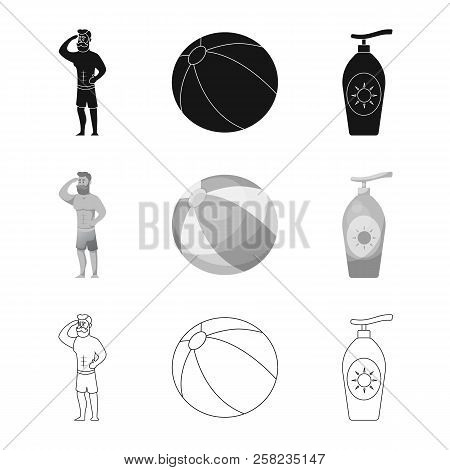 Vector Illustration Of Pool And Swimming Logo. Set Of Pool And Activity Vector Icon For Stock.