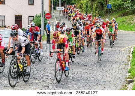 Ruzomberok, Slovakia - September 14: Peloton At Second Stage Of Tour De Slovakia On  September 14, 2